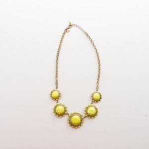 Banana Republic Yellow Sunburst Necklace Gold Chain Sunflower Statement